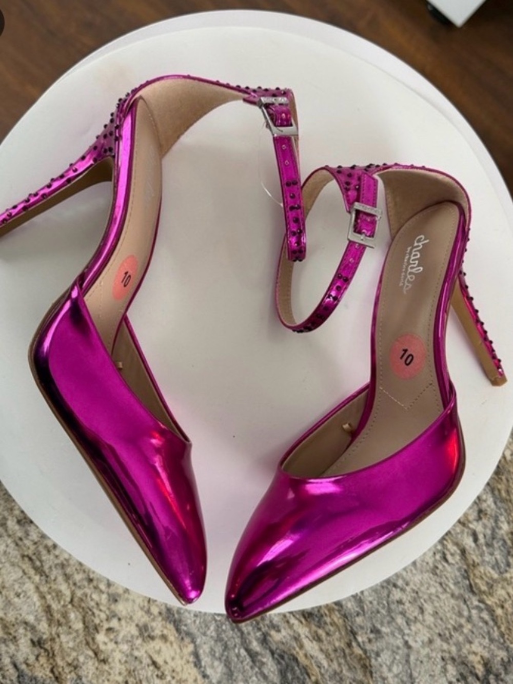 Metallic Fuscia Heels